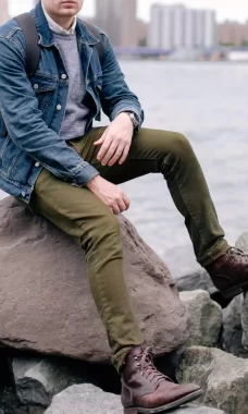 Denim-Jacket-with-Olive-Pants-Outfit